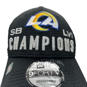 NEW Los Angeles Rams Hat Black New Era Super Bowl LVI Champion 9FORTY Adjustable